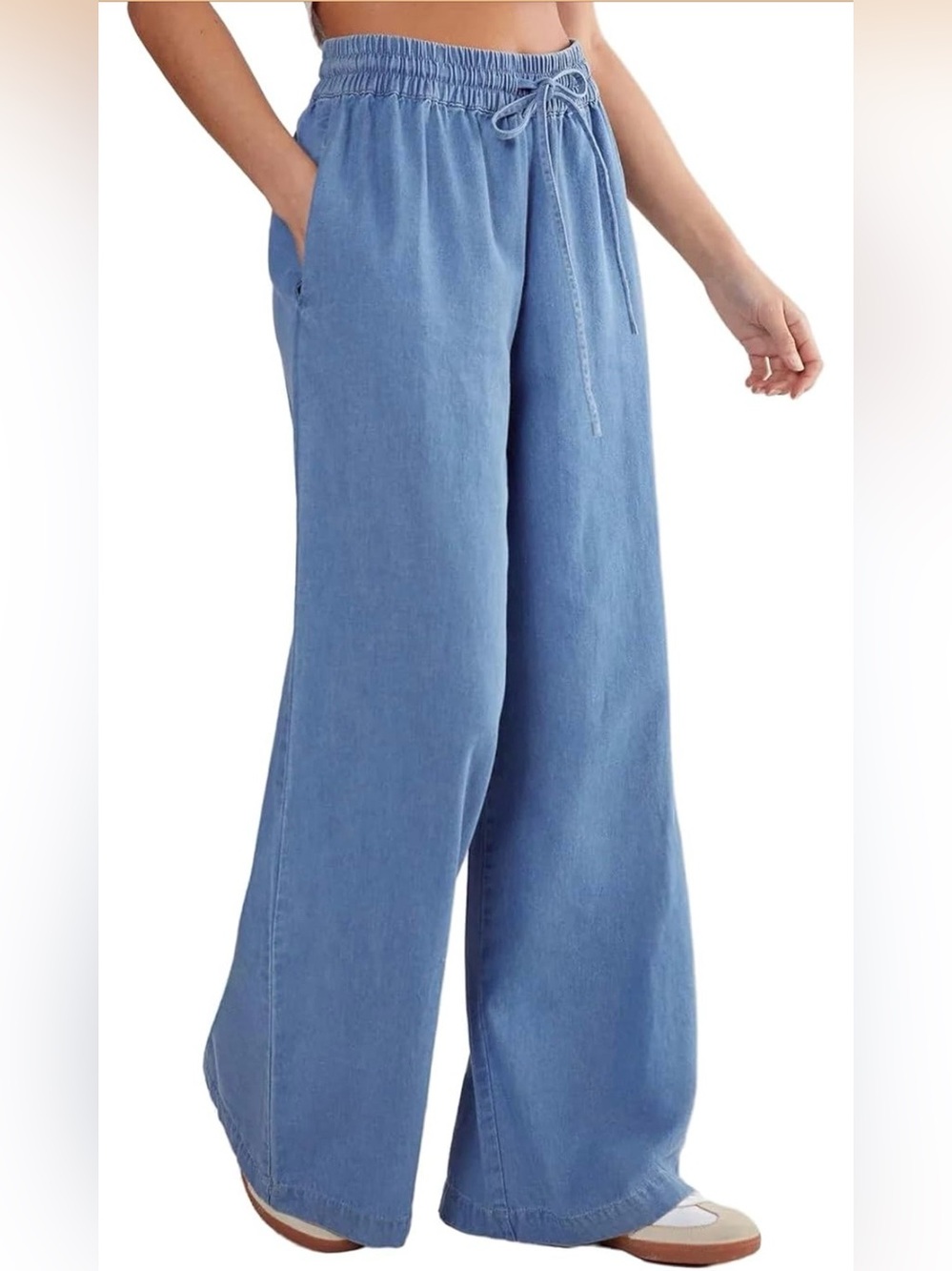 Nasty Gal Pale Chambray Pull-On Pants